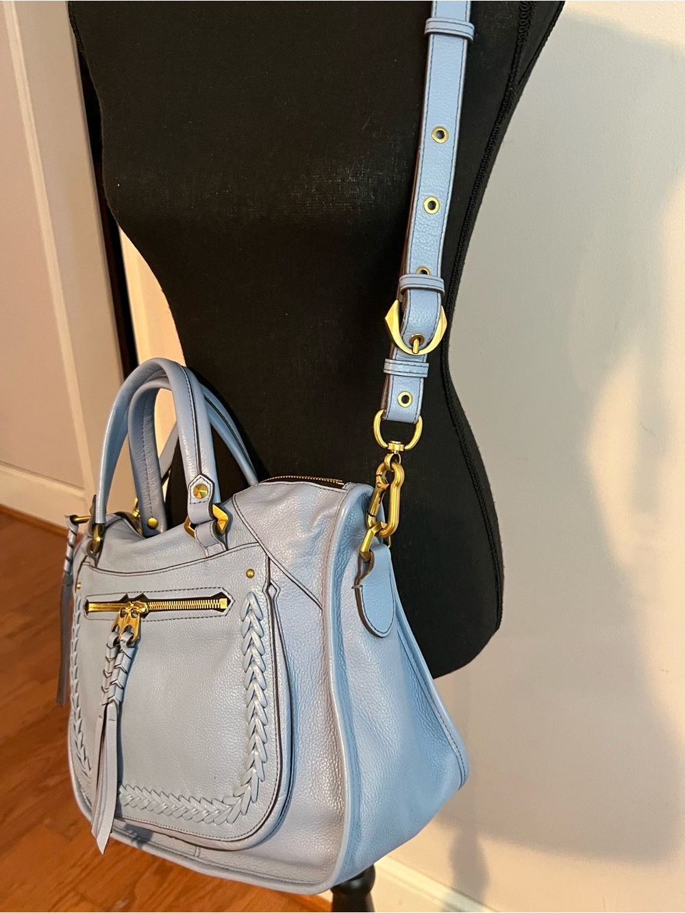 orYANY Sarah Satchel in Sky Blue pebbled genuine leather. - Picture 3 of 12